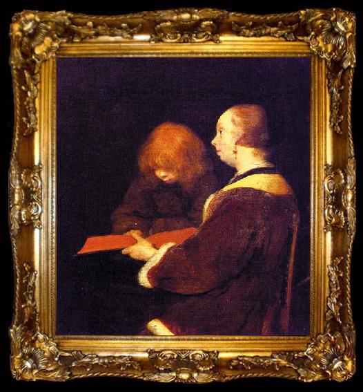 framed  Gerard Ter Borch The Reading Lesson, ta009-2